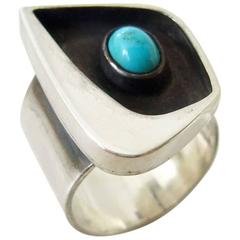 Ed Wiener Turquoise sterling Silver American Modernist Ring