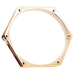 Rose Gold & Diamond Hexagon Bangle