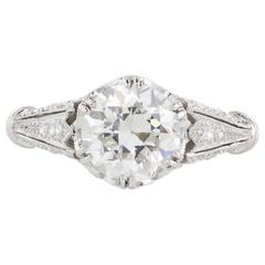 2.04 Carat GIA G VS2 Old European Cut Diamond Platinum Engagement Ring 6