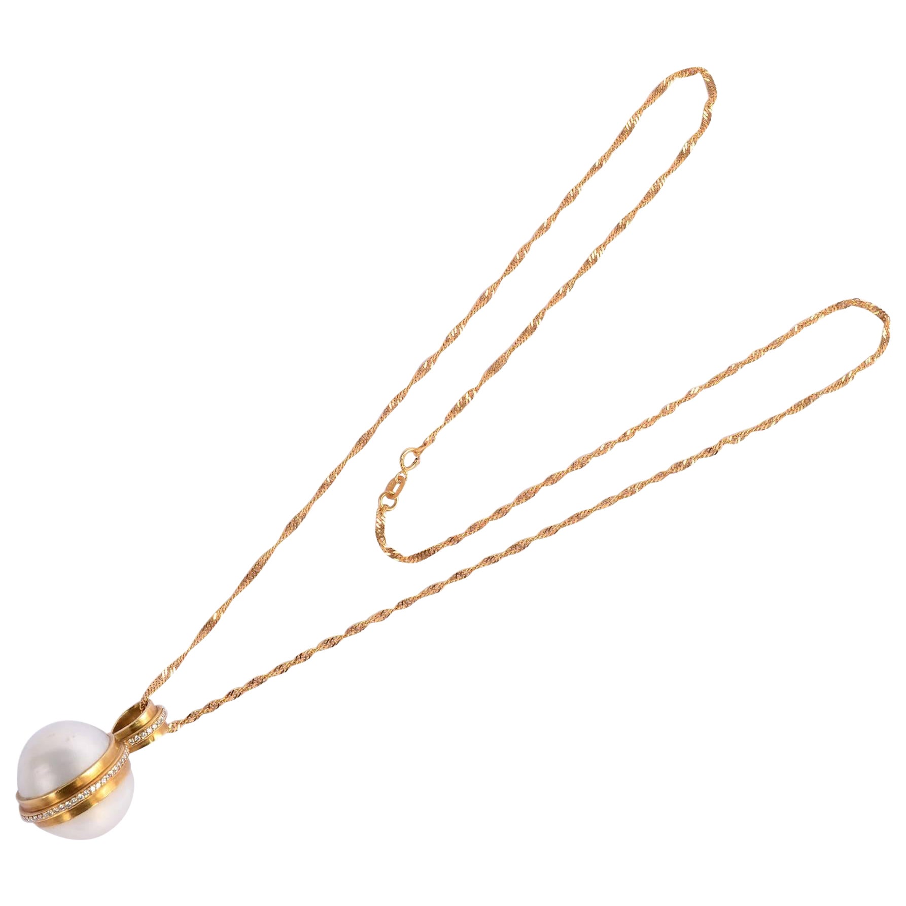 Mabe Perlen-Gold-Diamant-Anhänger-Halskette
