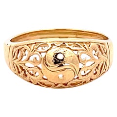 Vintage Mings Yin and Yang Cutout Dome Ring in 14k Yellow Gold