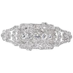Art Deco Five Old European Diamonds Platinum Convertible Brooch Pin 5