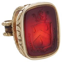 Antique Victorian 15kt yellow gold seal/fob pendant with carved carnelian
