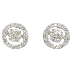 Dancing Diamonds Halo Diamond Stud Earrings in 14k White Gold 