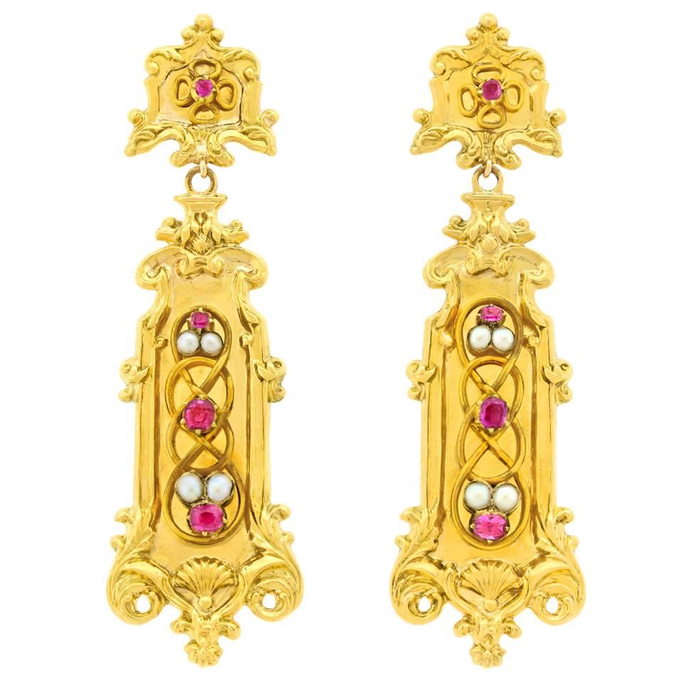 Stunning Antique Baroque Revival Dangle Earrings
