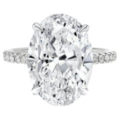Exceptional GIA Certified 5 Carat Oval Diamond Pave Ring FLAWLESS F COLOR
