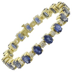 Oval Sapphire Diamond Gold Bracelet
