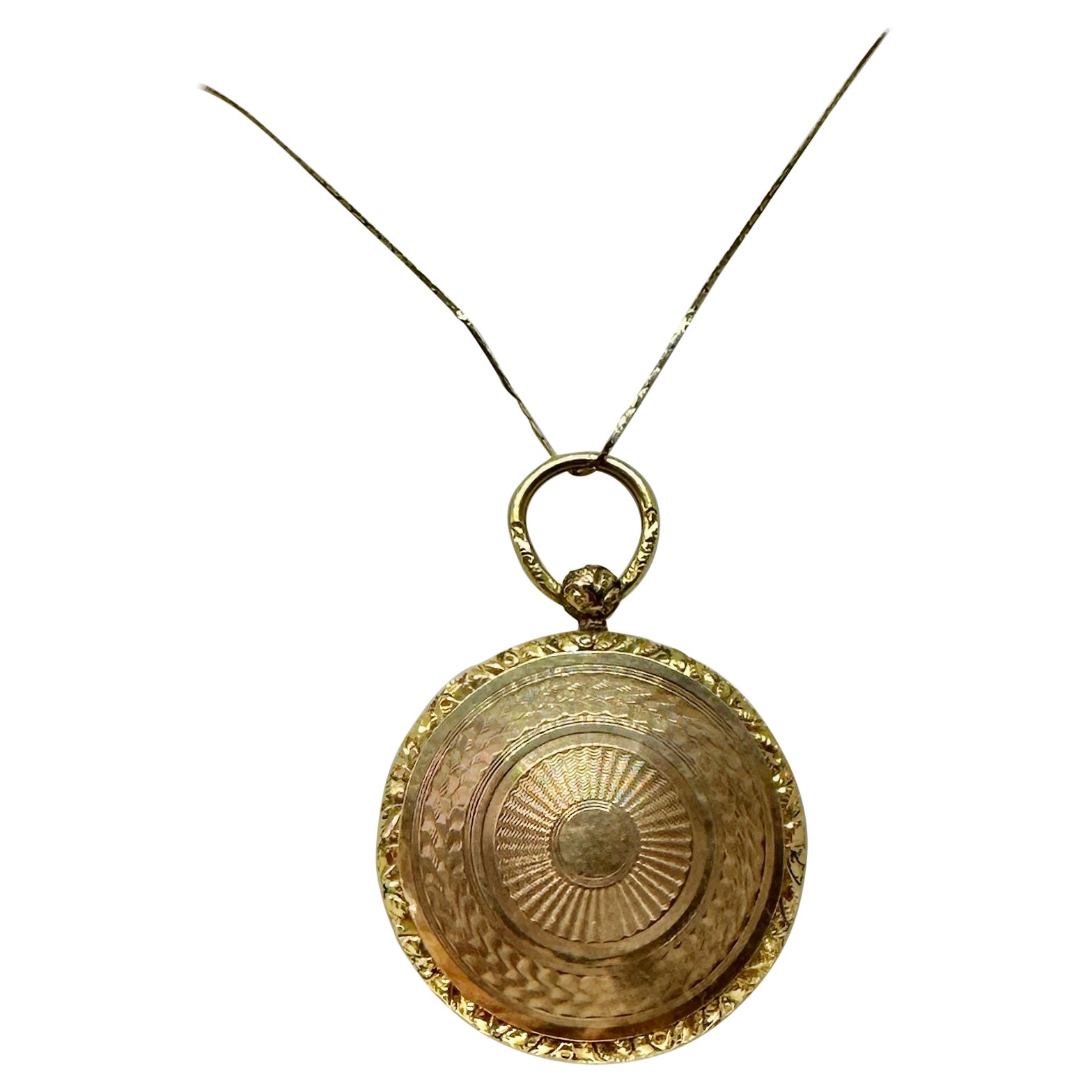 Victorian Daguerreotype Locket Pendant Necklace 10 Karat Gold Handsome Man