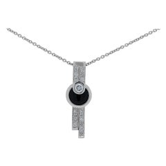 Stunning 2.00ct Agate Pendant w/ Side Diamonds in 18K White Gold - Pendant Only