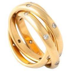 Vintage Cartier Constellation Diamond Gold 18K Trinity Band Ring