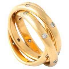 Cartier Constellation Diamond Gold 18K Trinity Band Ring