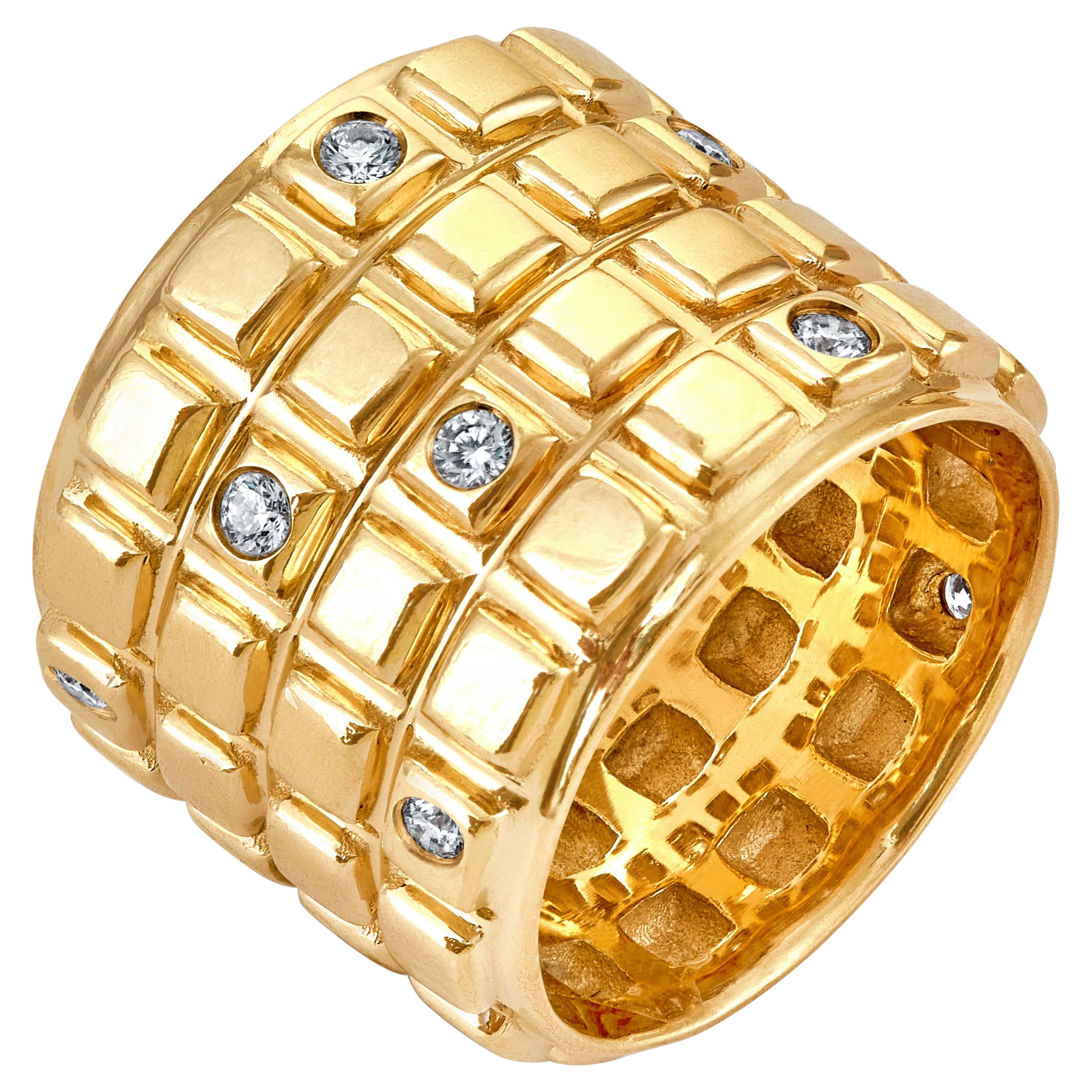 18 Karat Gelbgold und Diamant Schokoladen-Bar-Ring