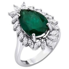 5.45ct Emerald And Marquise Diamond Cocktail Ring