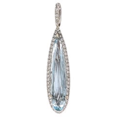 3.2ct Aquamarine Pendant w Earth Mined Diamonds in Solid 14K White Gold