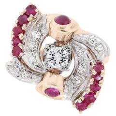 Diamond Ruby Cocktail Ring 2