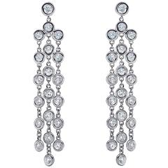 Emilio 2.86 Carat Diamonds Gold Bezel Chandelier Earrings 3
