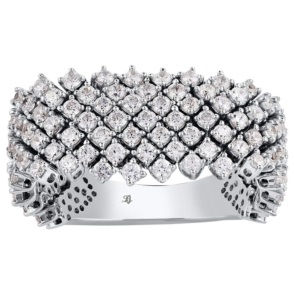 TJD Alianza de boda estilo Art Decó de oro blanco de 14 quilates con diamante redondo de 1,75 quilates en venta