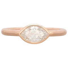 18kt Rose Gold Horizontal Set Marquise Diamond Ring