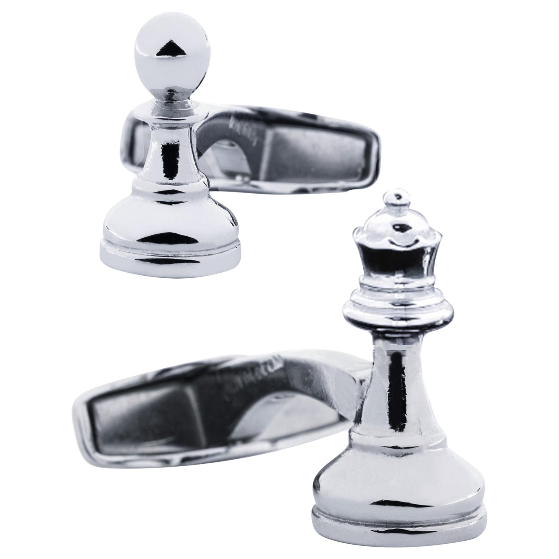 Alex Jona Chess Queen & Pawn Sterling Silver Cufflinks