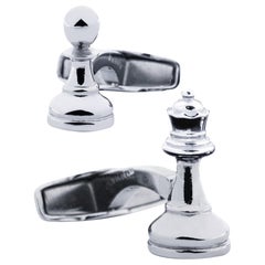 Alex Jona Chess Queen & Pawn Sterling Silver Cufflinks