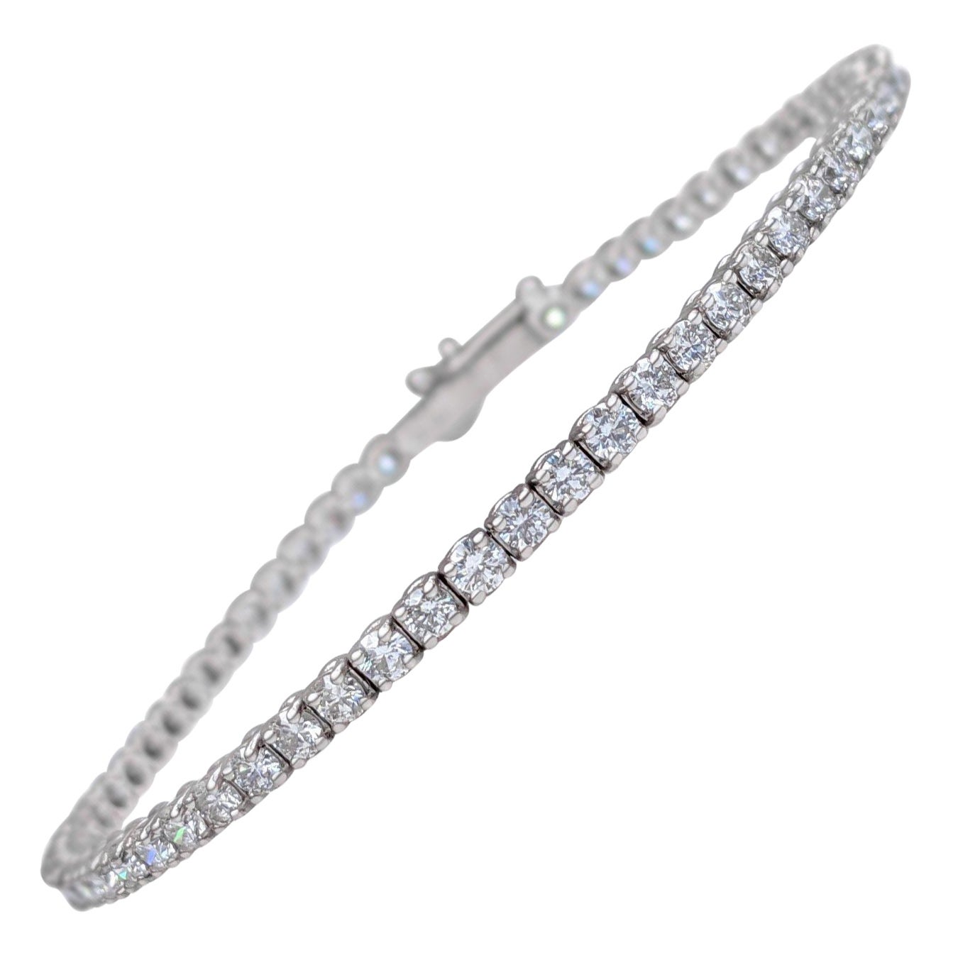 NESSUNA RISERVA! Bracciale Tennis con diamanti da 4,10 carati in oro bianco 14K