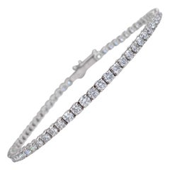 Bracelet tennis en or blanc 14 carats avec diamants de 4,10 carats