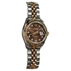 Rolex 279171 Datejust 28mm Schokoladen-Diamant-Zifferblatt 18K Roségold Stahl Box Papier