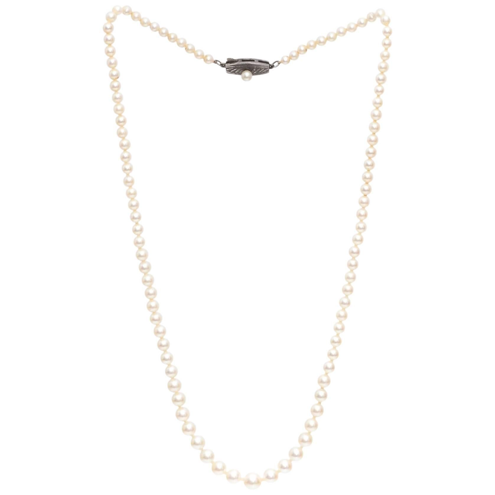 1950s Mikimoto Graduated Pearl Necklace
