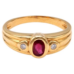 Ruby and Diamond Three-Stone Ring