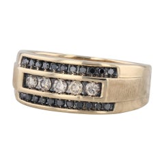 0.50ctw Anillo Diamante Negro Marrón Oro Amarillo 14k Talla 10 Boda Hombre