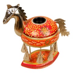 Antique I/W PAINTED ROUND BELL Horse