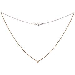 2000s Tiffany & Co. Elsa Peretti .05 Carat Diamond Gold Necklace