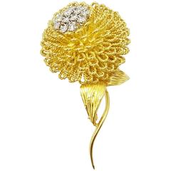 Hammerman Brothers Diamond Gold Platinum Flower Pin brooch 
