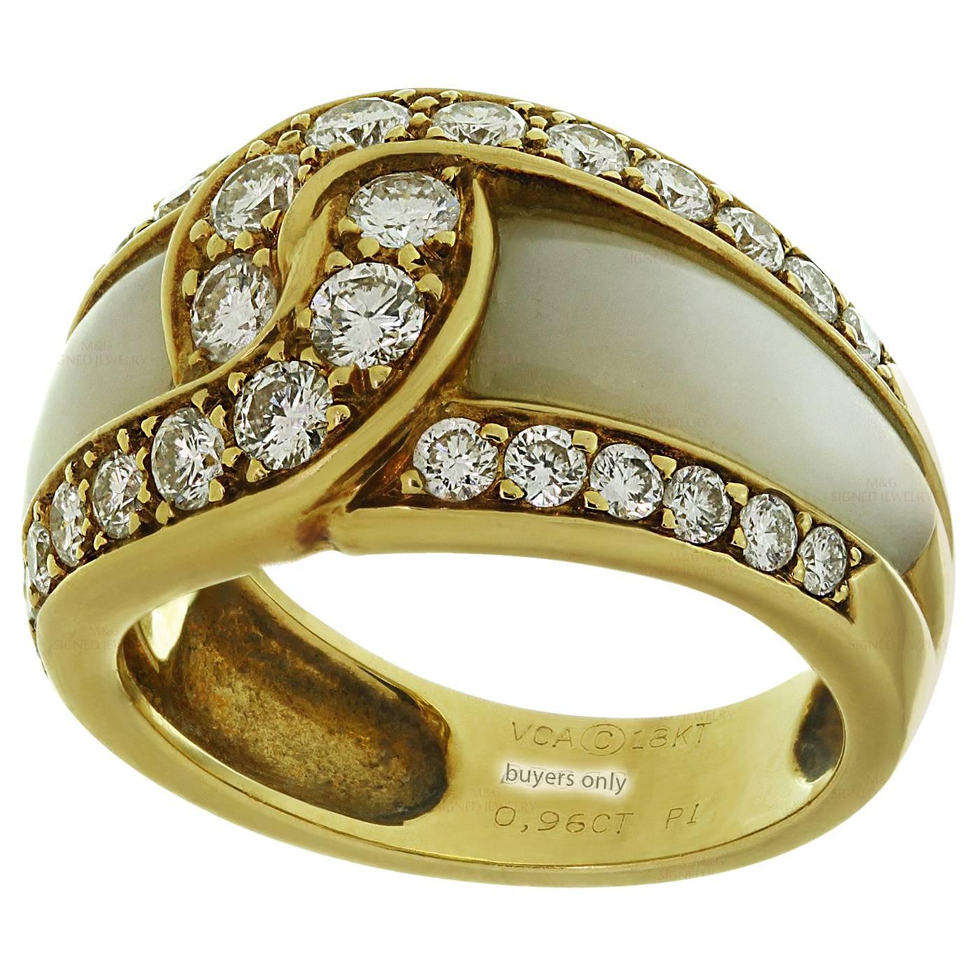 Van Cleef & Arpels Mother of Pearl Diamond Gold Ring