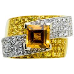 Citrine & Diamond Gold Ring