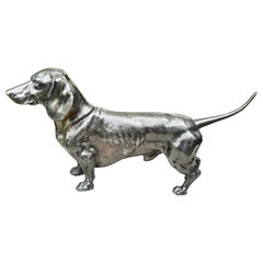 WMF Silverplate Dachshund Dog Figure Monumental 14 Inch Rare Circa 1880
