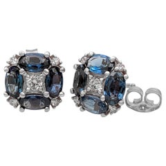 $1 NO RESERVE! 2.38Ct Sapphire & 0.15 Pink Diamonds - 14K White Gold Earrings