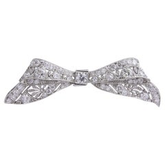 Art Deco Platinum & Diamond Bow Brooch by Kohn