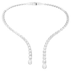 Offene Choker-Halskette aus 14 Karat Weißgold mit natürlichem 17,59 Karat Diamanten