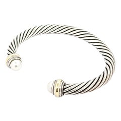David Yurman Cable Bracelet In Sterling Silver With Pearls