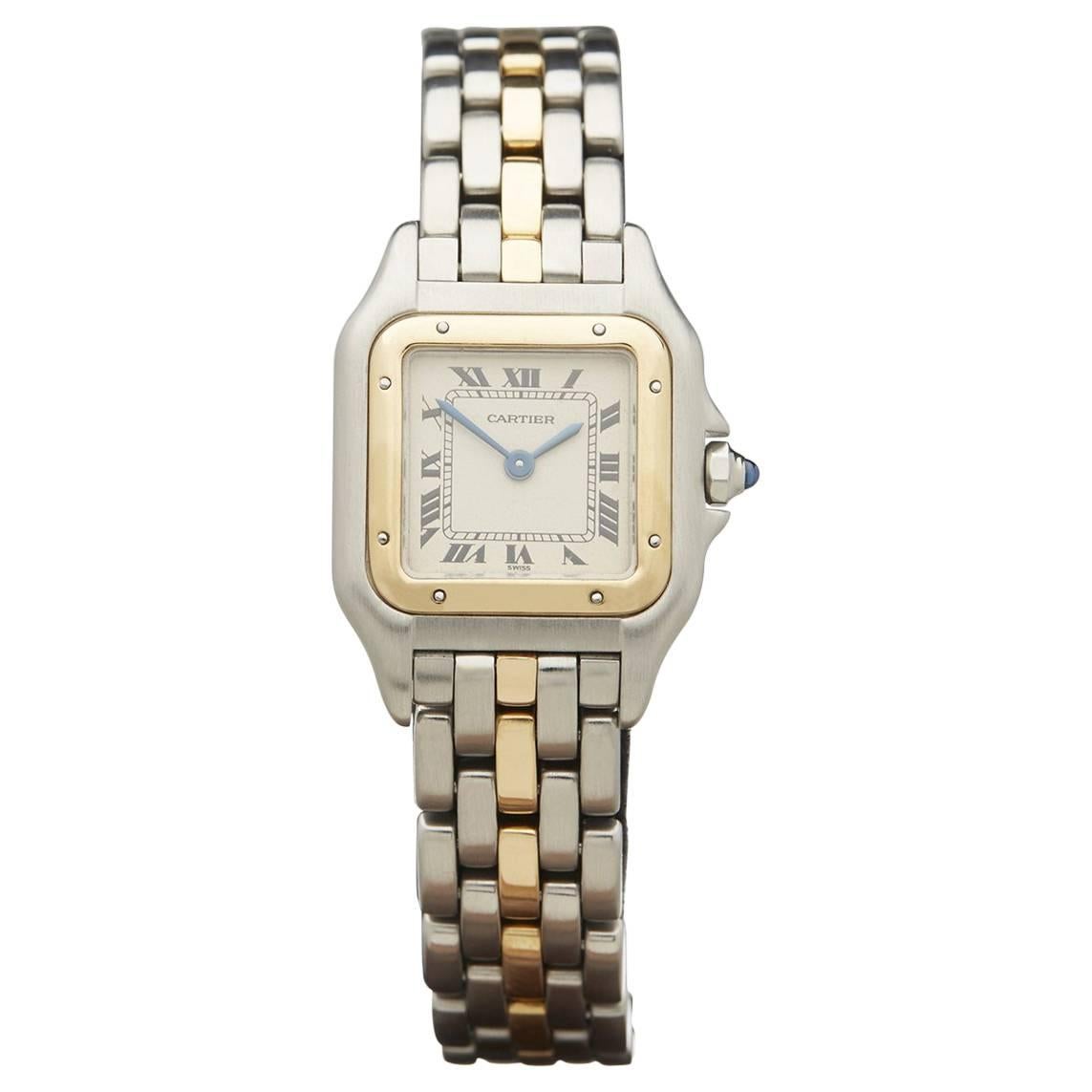 Cartier ladies Stainless Steel Yellow Gold Panthere Quartz Wristwatch Ref 669