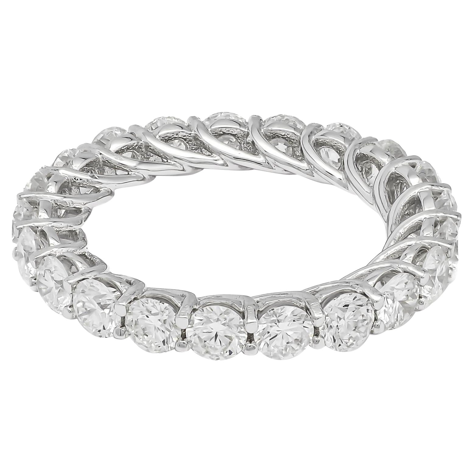 Natürlicher Diamant 3,05 Karat 18KT Weißgold Full Eternity Ehering mit natürlichem Diamanten