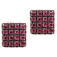 Alex Jona Ruby 18 Karat White Gold Square Earrings