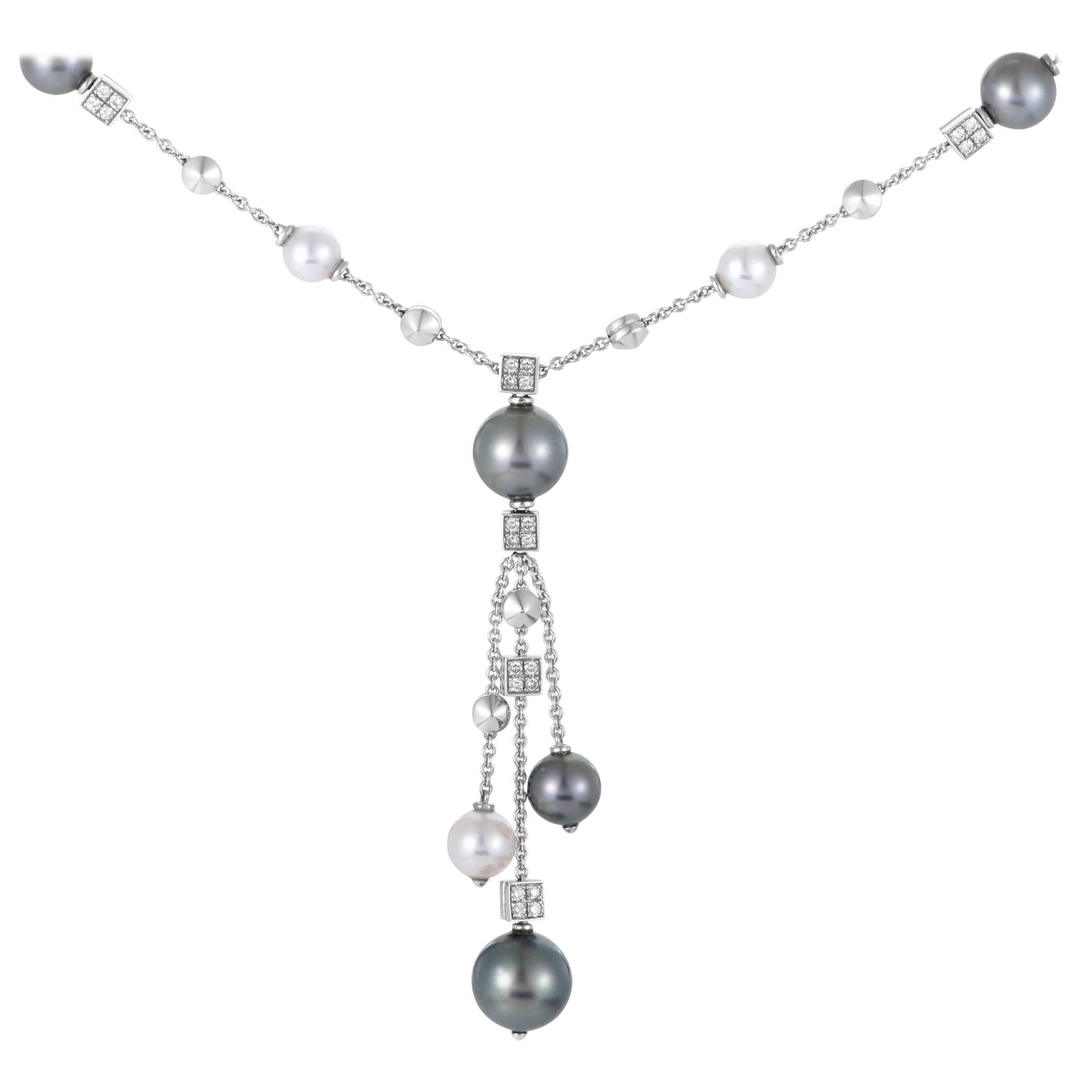 Bulgari Lucea Diamond Pearl Gold Pendant Necklace