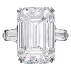 GIA Certified 10.07 Carat Elongated Emerald Cut Tapered Baguettes Diamond Ring