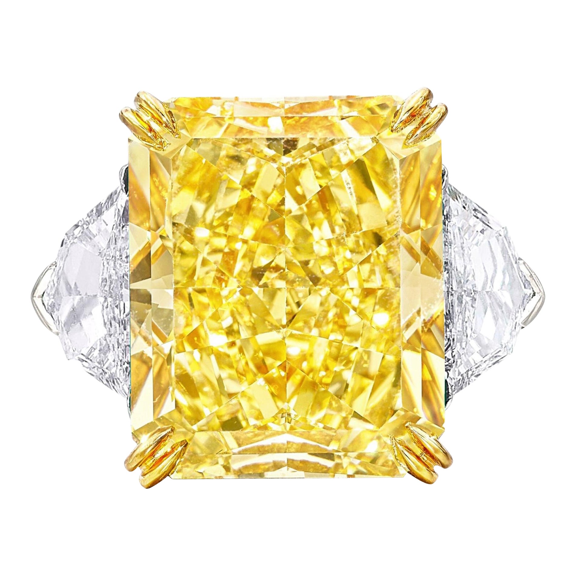 Exceptional GIA Certified 10.88 Carat Fancy Yellow Diamond Ring