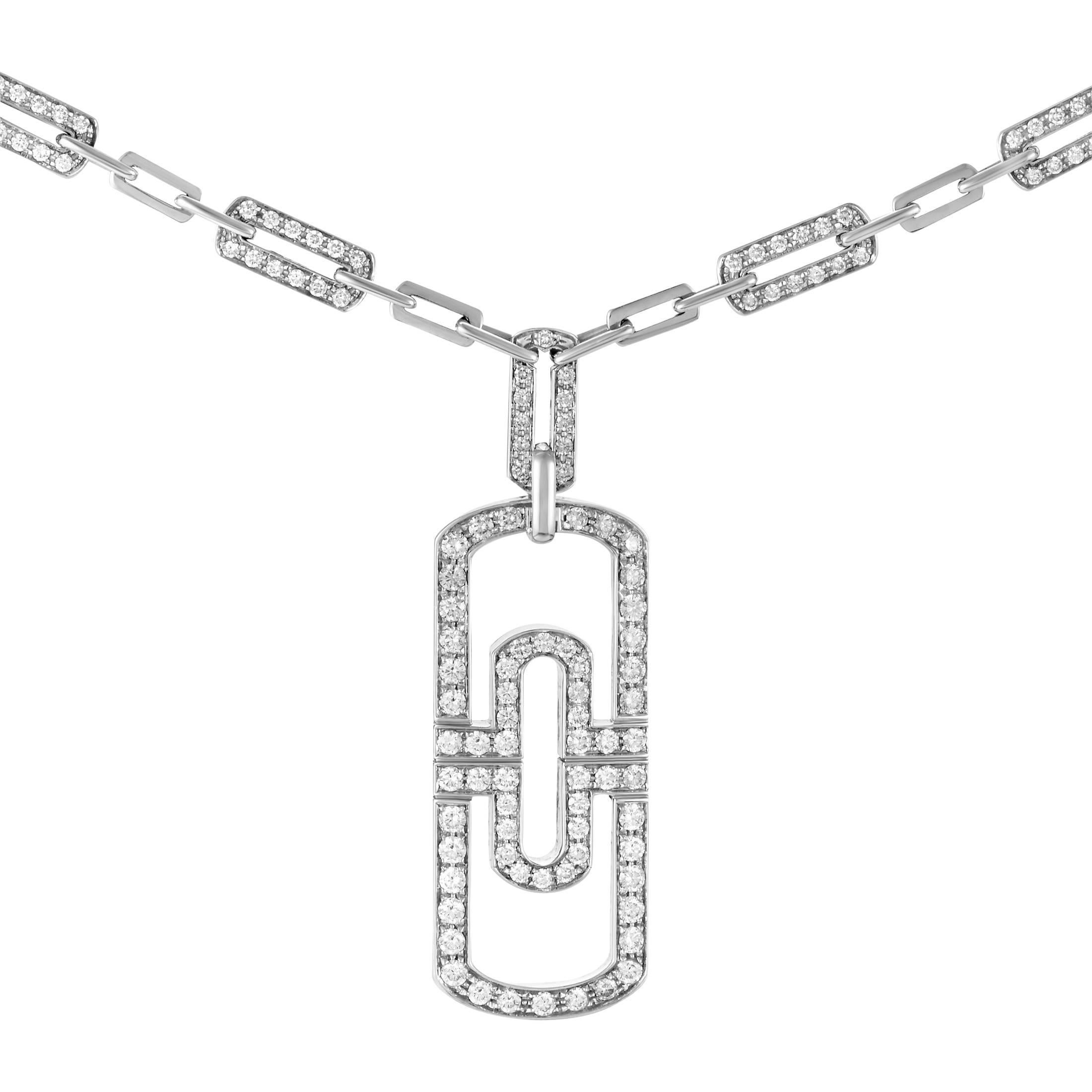 Bulgari Parentesi Full Diamond Pave Gold Pendant Necklace