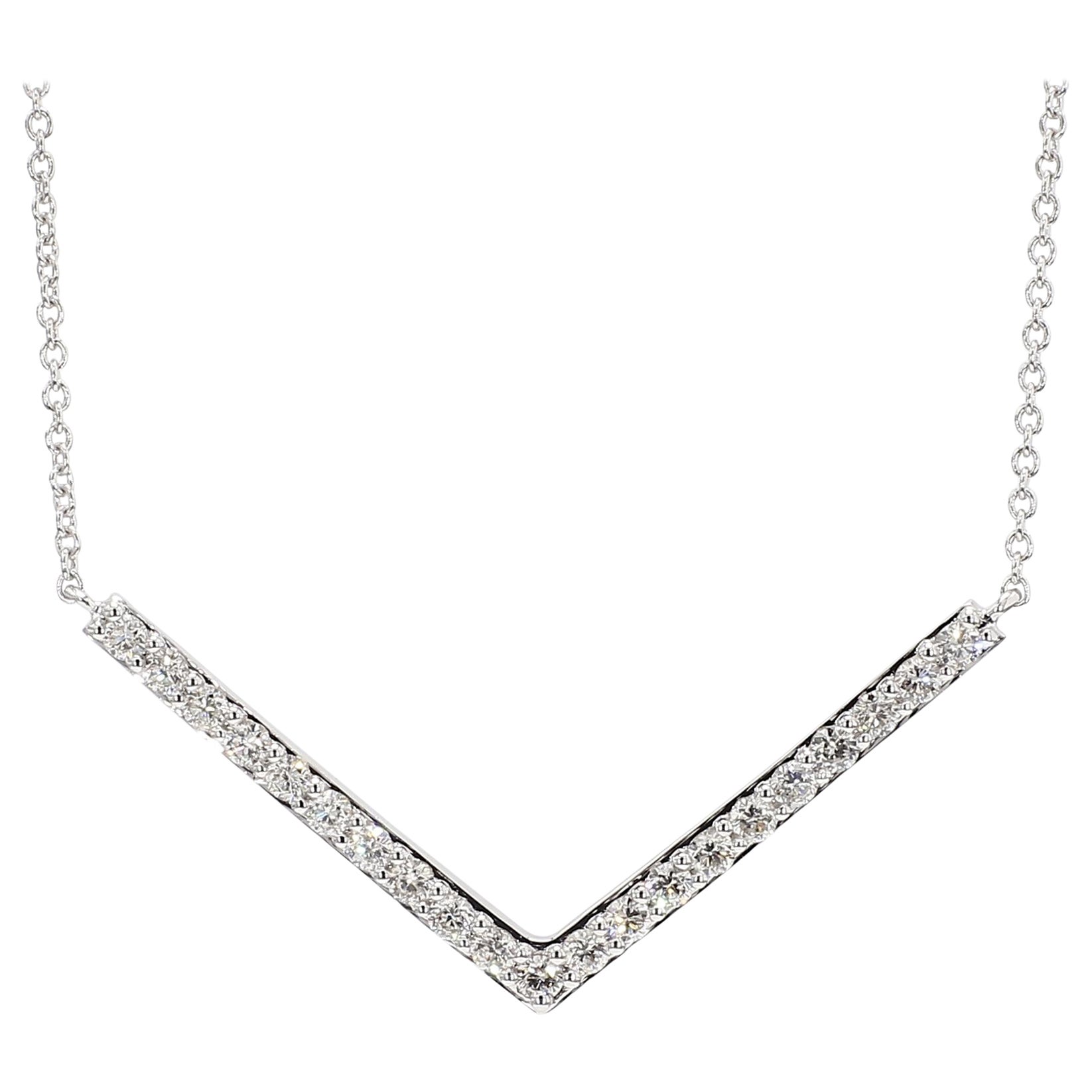 Natural White Round Diamond .56 Carat Tw White Gold Drop Necklace
