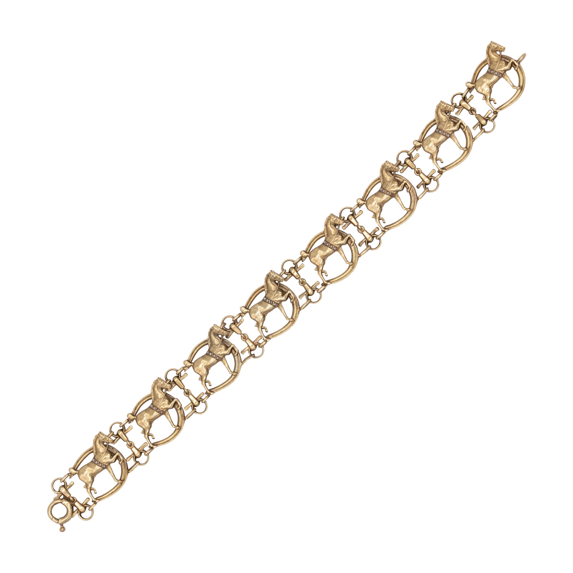 Gold Pearl Prancing Show Horse Bracelet For Sale