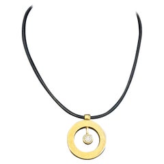 Roberto Coin 18Kt Yellow Gold & 0.94Ct Solitaire Diamond 'Cento' Circle Pendant